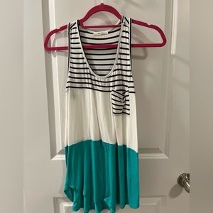 Color-block TWENTYTEN TANK, women’s size M, GUC, off-white & teal